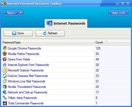 Internet Password Recovery Toolbox Screenshot